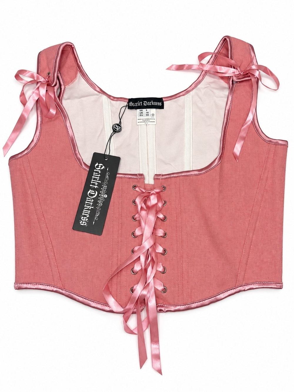 Scarlet Darkness Pink Renaissance Corset Top US 8 Boned Lace-Up Cosplay - Picture 1 of 8
